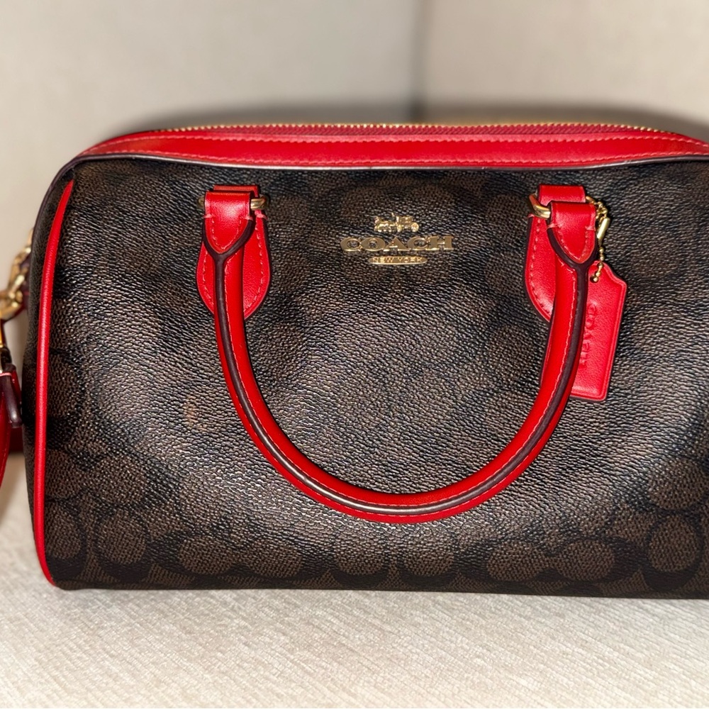 Coach Red and Brown Satchel Bag